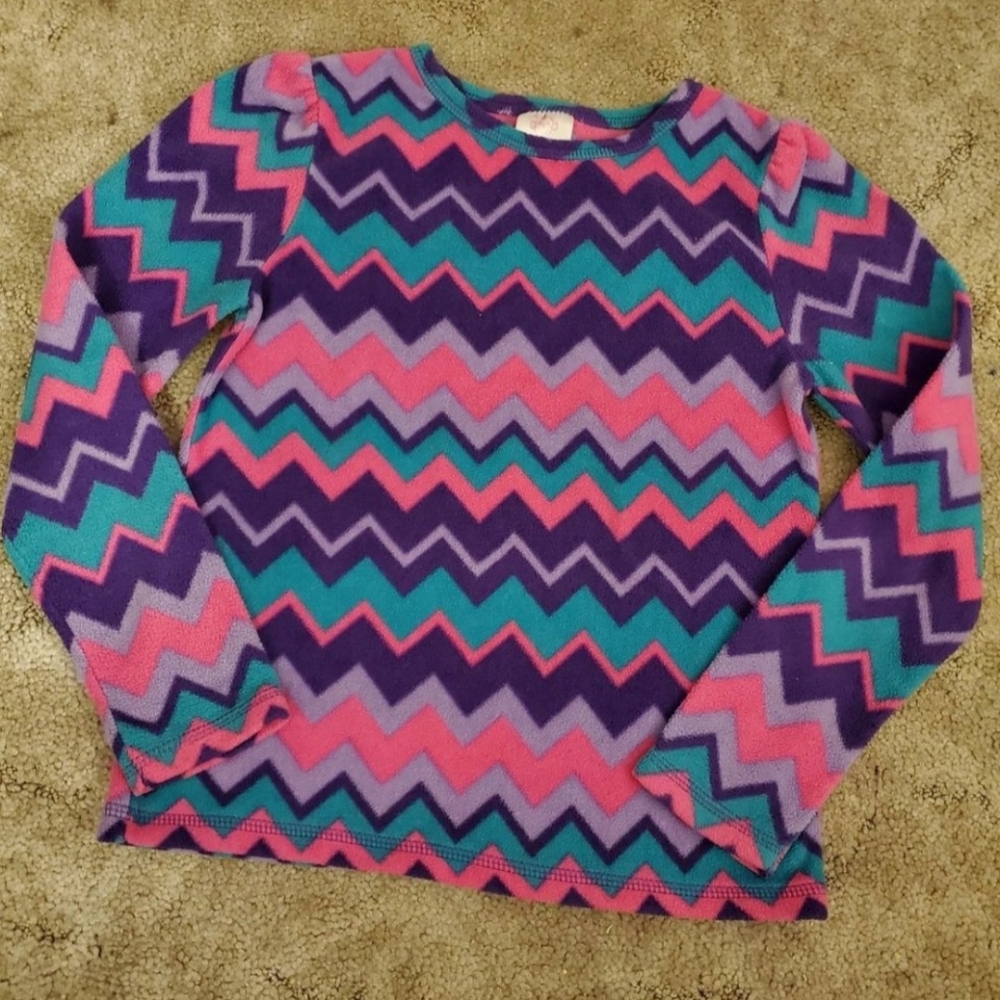 365 Kids Colorful Chevron Pattern Girls Sweater, size 7